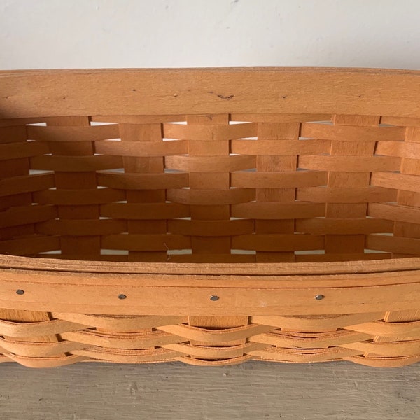 RARE~Vintage~ 1999 Longaberger Slanted Basket Hand Woven~Signed