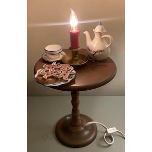 Christmas Table Santa Treats 14" Light Up Candle Gingerbread Tea Pot Cup 1994