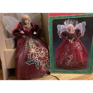 2001 Lighted Fiber Optic 5Colors Angel Tree/Table Topper Christmas  10&quot; New