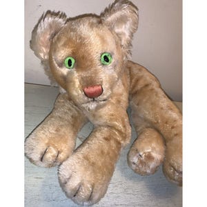 12&quot; Antique Old Lion Toy Plush Steiff Vintage Animal Doll