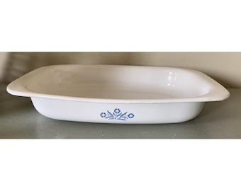 Asador Corning Ware Blue Cornflower P-21, vintage 1961-1966, 15 3/8"