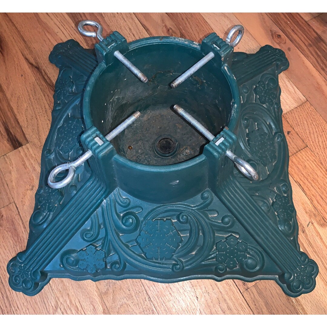 Ornate Green Faux Cast Iron Plastic Christmas Tree Stand Etsy