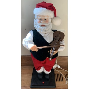 Grandeur Noel Motion Santa Playing Violin 22&quot; Vintage Holiday Decor