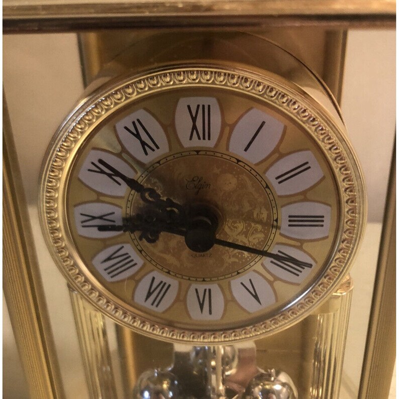 Elgin Quartz Mantel Clock Hexagon Japan Plastic Works Gold Etsy