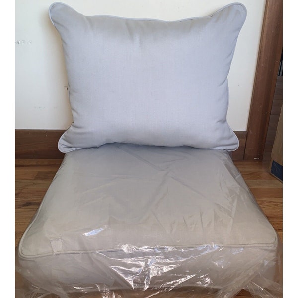 Sunbrella 2pc Outdoor Deep Seat Pillow and Cushion Set Silver Taupe  23”x 25” New