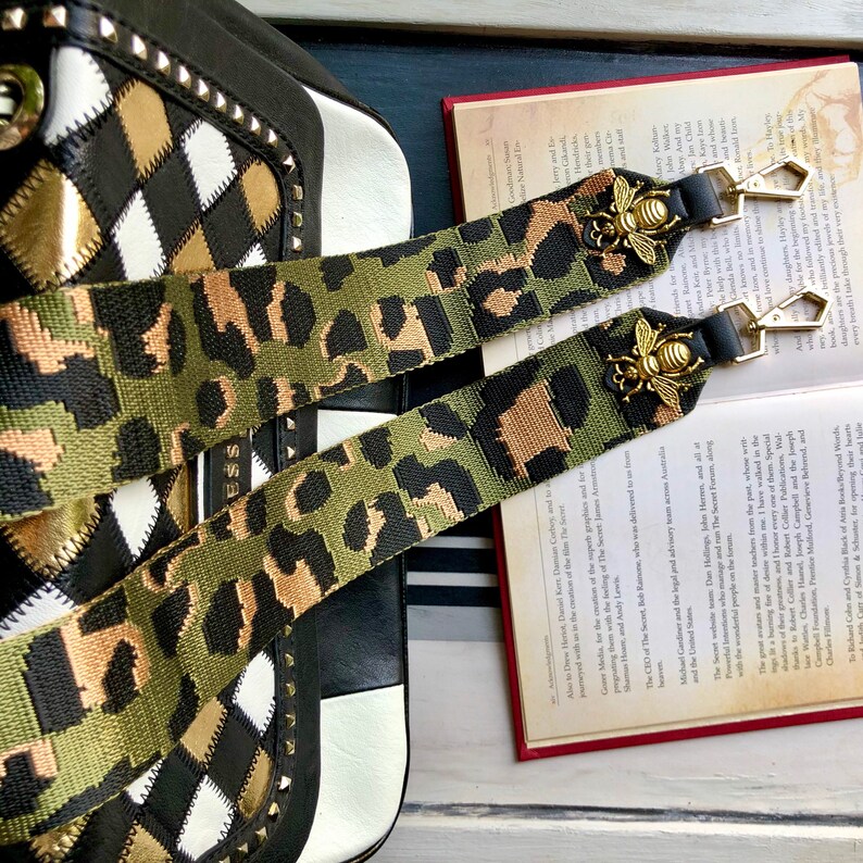 Shoulder strap/leopard patterns/leather/bag Etsy