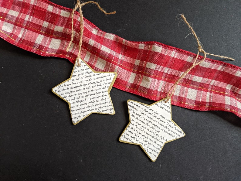 Gold Star A CHRISTMAS CAROL Book Page Ornaments Classic Etsy