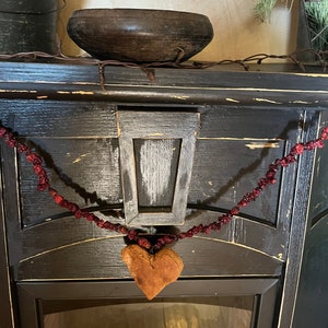 Primitive~dried cranberry ornies~primitive hearts~ dried cranberry hearts ~primitive Valentine’s Day swag ~