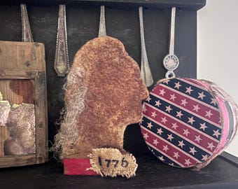 Primitive George Washington Silhouette Fabric Flattie (Stands 6" Tall)