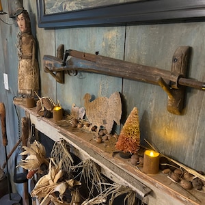 Primitive autumn fall leaves, primitive turkeys ~early look, grubby fall, primitive fall leaves, primitive fall table~ thanksgiving pumpkins