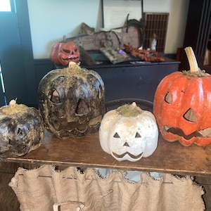 Primitive wax pumpkin~ jack o lantern~ Halloween primitive jack