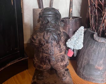 Père Noël primitif ~ vieux monde en papier mâché cire trempée ~ Père Noël vintage ~ Père Noël primitif de Noël