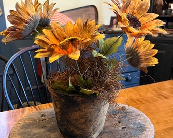 NEW!! Early Primitive flowers grubby sunflowers~make- do~ needful~cabinet tuck~homestead~early look-Fall flowers