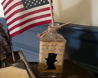 Primitive Americana George Washington Bottle Display Summer Patriotic