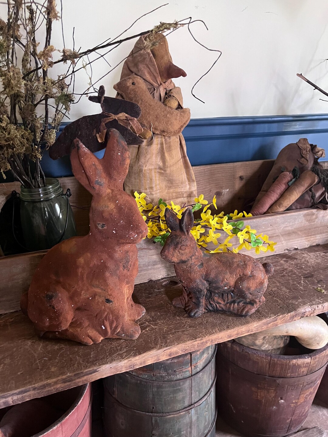 Primitive Amami Rabbit Primitive Blackened Beeswax Dipped Rabbit-spring Rabbits-primitive ...