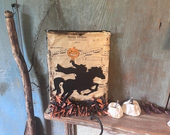 Primitive Halloween headless horseman ~primitive Halloween picture ~sleepy hollow