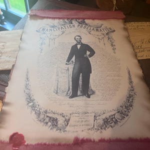 Handmade 8x10 make do picture double sided! Dec of independence ~ emancipation- primitive patriotic picture