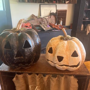 Primitive wax pumpkin~ jack o lantern~ Halloween primitive jack