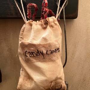 Primitive grubby candy cane pouch~primitive christmas candy canes~ grubby candy canes
