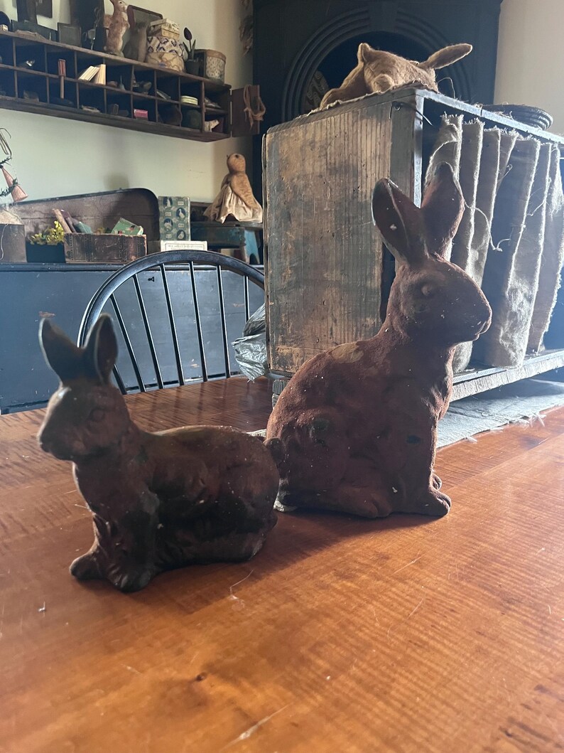 Primitive Rabbit Spring Primitive Blackened Beeswax Dipped Rabbit-spring Rabbits-primitive ...