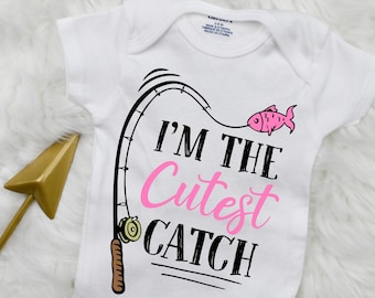 I'm The Cutest Catch Onesies® Bodysuit | Fishing Onesies® | Baby Shower Gift | Baby Bodysuit  | Bodysuit Onesies® | Baby Girl Onesies®