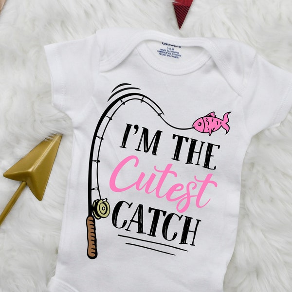 I'm The Cutest Catch Onesies® Bodysuit | Fishing Onesies® | Baby Shower Gift | Baby Bodysuit  | Bodysuit Onesies® | Baby Girl Onesies®