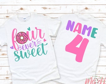 Donut Birthday Shirt | Four Ever Sweet Birthday Shirt | 4th Birthday T Shirt | Donut Birthday Shirt | Fourth Donut Birthday Shirt