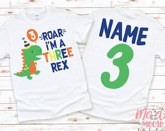 Roar I'm Three Dinosaur Birthday Shirt For Boys | Dinosaur Birthday Shirt | I'm 3 Hear Me Roar Birthday Shirt | 3rd Birthday Shirt