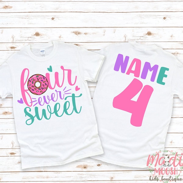 Donut Birthday Shirt | Four Ever Sweet Birthday Shirt | 4th Birthday T Shirt | Donut Birthday Shirt | Fourth Donut Birthday Shirt