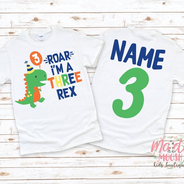 T-Rex Birthday Shirt | Dinosaur Birthday Shirt | I'm 3 Hear Me Roar Birthday Shirt | 3rd Birthday Shirt | Boys Birthday Shirt