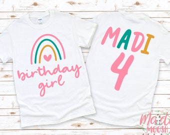 Girls Rainbow Birthday Girls Shirt | Any Age  Birthday Shirt | Girls Birthday T-Shirt | Cute Birthday Shirt | Birthday Girl Shirt