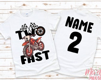 Two Fast Birthday T-Shirt | Motocross Birthday Shirt | 2nd Birthday T-Shirt | Dirt Bike Birthday Shirt | Motorcycle Birthday Shirt | Boys