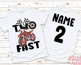Two Fast Birthday T-Shirt | Motocross Birthday Shirt | 2nd Birthday T-Shirt | Dirt Bike Birthday Shirt | Motorcycle Birthday Shirt | Boys