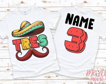 Fiesta Birthday Boy 3rd  Birthday Shirt | Tres Birthday Shirt | 3rd Birthday T-Shirt | Fiesta Birthday Shirt | Birthday Boy Shirt