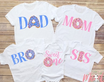 Family Donut Theme Birthday Shirts – Custom Sweet One  1st Birthday Donut Tees for Family Matching
