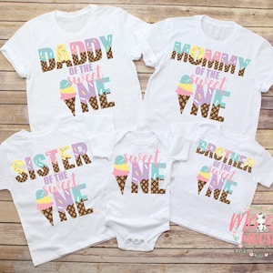 Sweet One Ice Cream Theme Family Birthday Shirts, Mom Dad Bro Sis Family Ice Cream Birthday Shirts, Sweet One Matching Ice Cream Birthday