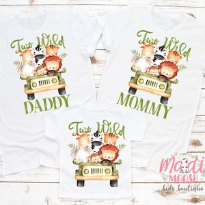 Family Two Wild Birthday Shirts, Mom and Dad Birthday Shirts, Zoo Animals Birthday Shirts, Wild Birthday Shirts, Matching Family Birthday