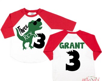 Three Rex Birthday T-Shirt | Dinosaur Birthday Shirt | Third Birthday Shirt | 2nd Birthday Shirt | Boys Dinosaur Birthday Shirt