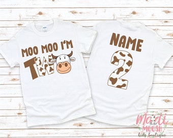 Holy Cow I'm Two Cow Birthday Shirt -  Cow Theme Birthday - Toddler Farm Birthday Shirt - Cow Birthday Shirt