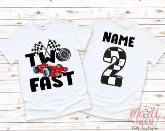 Two Fast Retro Racecar Birthday Shirt | Second Birthday Shirt | 2nd Birthday T-Shirt | Racecar Birthday Shirt | Birthday Boy Shirt