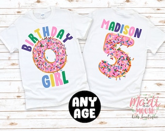 Girls Donut Sprinkles Birthday Shirt | Custom Age Birthday Shirt | Donut Birthday T-Shirt | Sprinkles Birthday Shirt | Birthday Girl Shirt