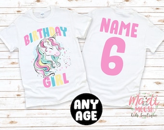 Girls Magical Unicorn Birthday Shirt | Birthday Girl Shirt | Custom Age Birthday T-Shirt | Mythical Birthday Shirt | Birthday Girl T-Shirt