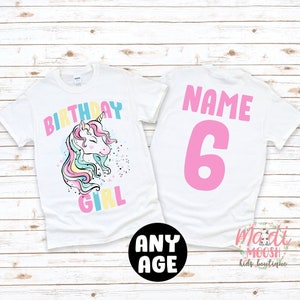 Unicorn Birthday T-Shirt | Birthday Girl Shirt | Custom Age Birthday T-Shirt | Mythical Birthday Shirt | Birthday Girl T-Shirt