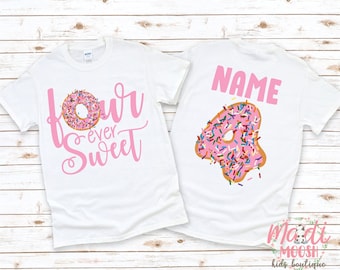 Four Ever Sweet 4th Donut Birthday Shirt | Four Ever Sweet Birthday Shirt | 4th Birthday T Shirt | Donut Birthday Shirt