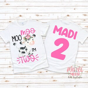 Moo Moo I&#39;m Two Birthday Shirt | 2nd Birthday Shirt | Cow Birthday Shirt | Second Birthday Shirt | Farm Birthday | Kids Birthday Shirt