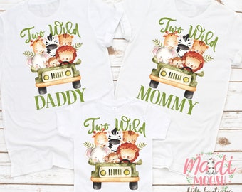 Family Two Wild Birthday Shirts, Mom and Dad Birthday Shirts, Zoo Animals Birthday Shirts, Wild Birthday Shirts, Matching Family Birthday