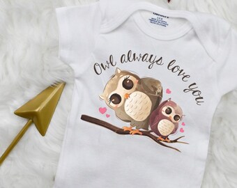 Romper baby Boy new baby Baby Gift baby girl Owl Organic Cotton Bodysuit: Onseie nature baby shower Forest Woods unisex