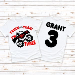 Monster Truck 3rd Birthday Shirt | Truck Yeah Monster Turck Theme Birthday Shirt | 4X4  Birthday Boy Tee | Third Birthday Shirt