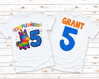 Cumpleañero 5 Shirt, Cinco Spanish Birthday Boy Tee, Personalized Name Age 5 Outfit