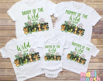 Wild And Three Family Safari Birthday Shirts - Custom 3rd Bday Matching Mom, Dad, Brother, Sister Tees